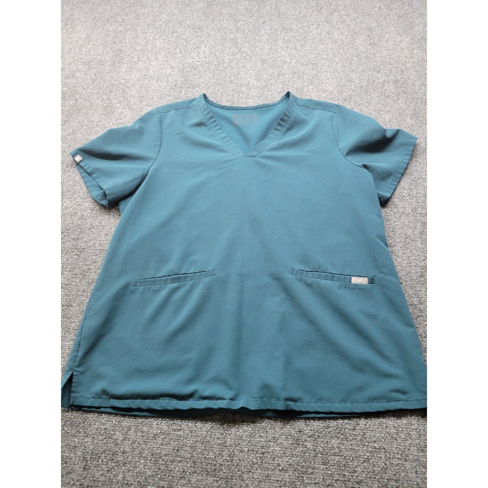 Figs Technical Collection Scrub Top XL Teal Blue V-Neck FW1100 Short Sleeve